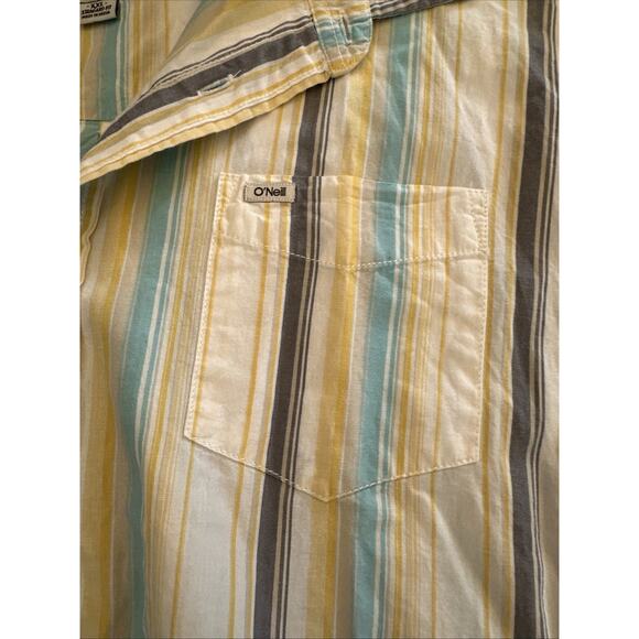 O’neill Mens Shirt XXL Y2K Multicolor Stripe Short Sleeve Tropical Island - Picture 3 of 7
